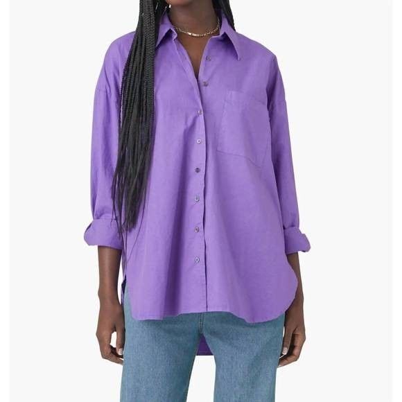 NWOT Xirena Sydney Shirt Button Down Oversized Purple Passion Long Sleeve Top L - Picture 1 of 10